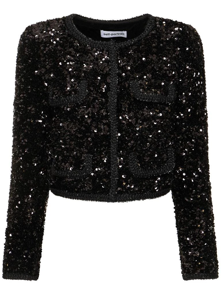 商品Self Portrait|Sequined Cropped Jacket,价格¥3130,第1张图片