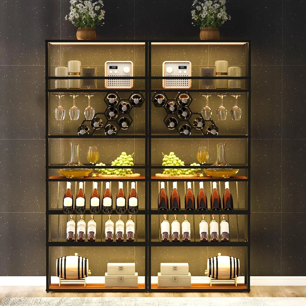 商品Streamdale Furniture|Streamdale 78" LED Tall Bar Cabinet with Ample Wine Storage and Style,价格¥1585,第5张图片详细描述