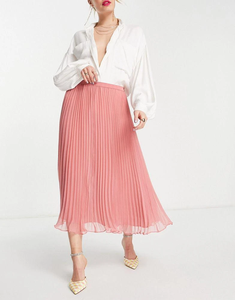 商品French Connection|French Connection midi pleated skirt in coral pink,价格¥360,第1张图片