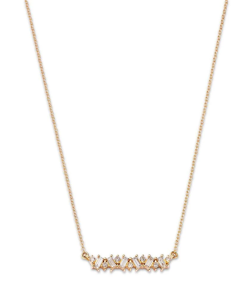 商品Moon & Meadow|14K Yellow Gold Lab Grown Diamond Round & Baguette Bar Necklace, 16-20",价格¥6429,第1张图片