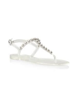 商品Stuart Weitzman|Pearl Crystal-Embellished Jelly Thong Sandals,价格¥442,第2张图片详细描述