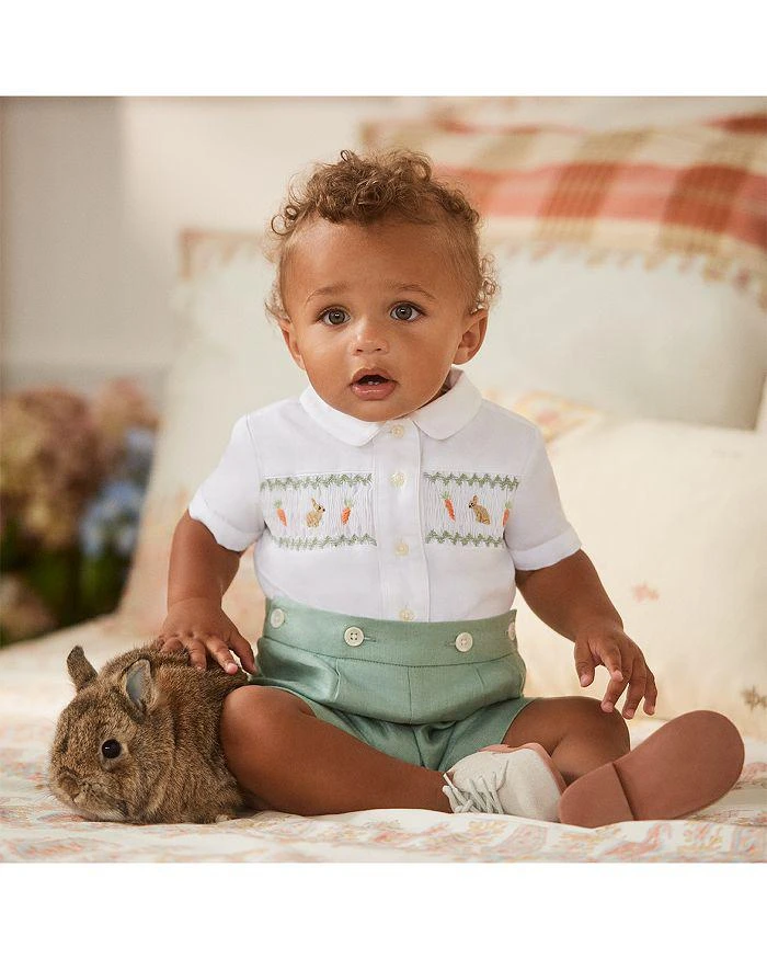 商品Ralph Lauren|Boys' Smocked Cotton Shirt & Linen Shorts Set - Baby,价格¥673,第1张图片