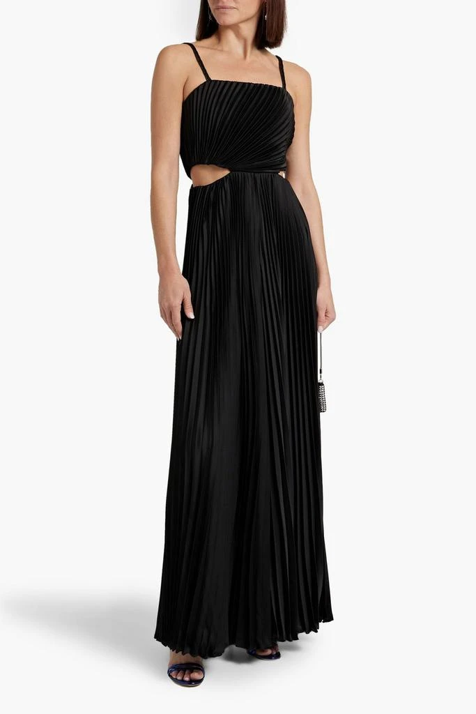 商品Alice + Olivia|Powell cutout pleated satin wide-leg jumpsuit,价格¥2239,第2张图片详细描述