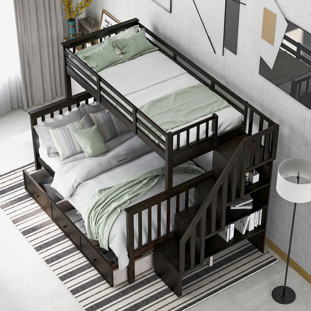 商品Simplie Fun|Stairway Twin-Over-Full Bunk Bed,价格¥12811,第2张图片详细描述