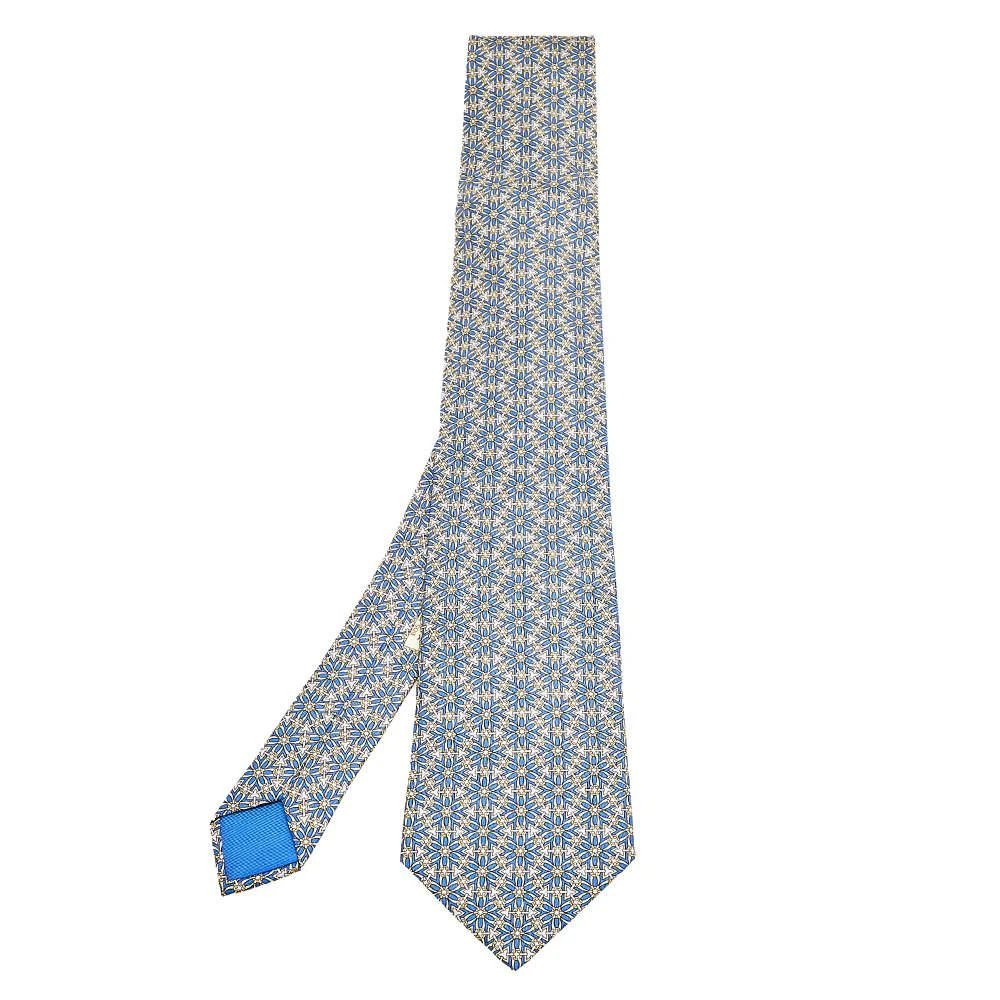 商品[二手商品] Hermes|Hermes Blue Floral Printed Silk Tie,价格¥1145,第1张图片