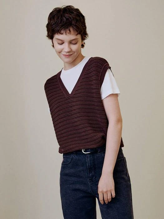 商品kotelo|Textured Vest (Chocolate),价格¥1186,第2张图片详细描述