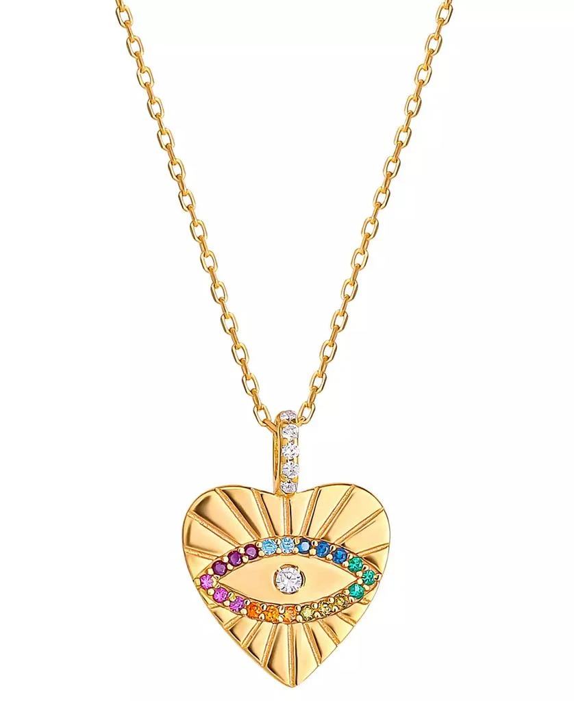 商品Giani Bernini|Multicolor Cubic Zirconia Evil Eye Heart Pendant Necklace in 18k Gold-Plated Sterling Silver, 16" + 2" extender, Created for Macy's,价格¥649,第1张图片