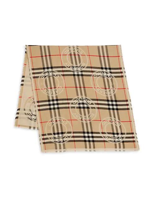 商品Burberry|Logo Giant Check Silk & Cashmere Scarf,价格¥7059,第1张图片