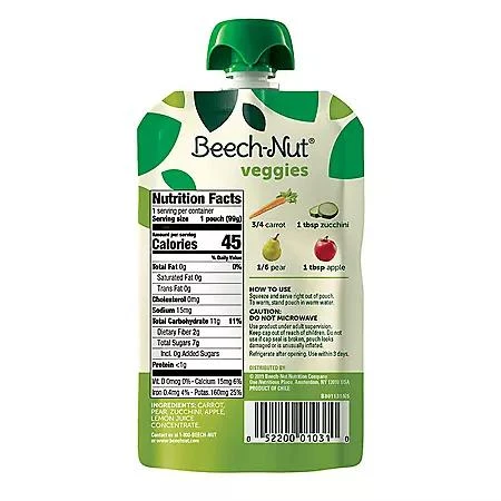 Beech-Nut Veggies and Fruities Stage 2 Baby Food, Variety Pack 3.5 oz. pouch, 18 ct. 商品