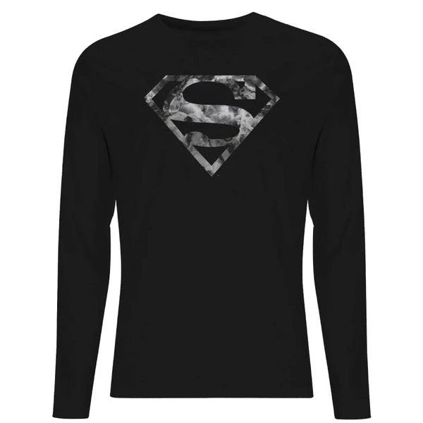 商品Original Hero|DC Marble Superman Logo Unisex Long Sleeve T-Shirt - Black,价格¥202,第1张图片