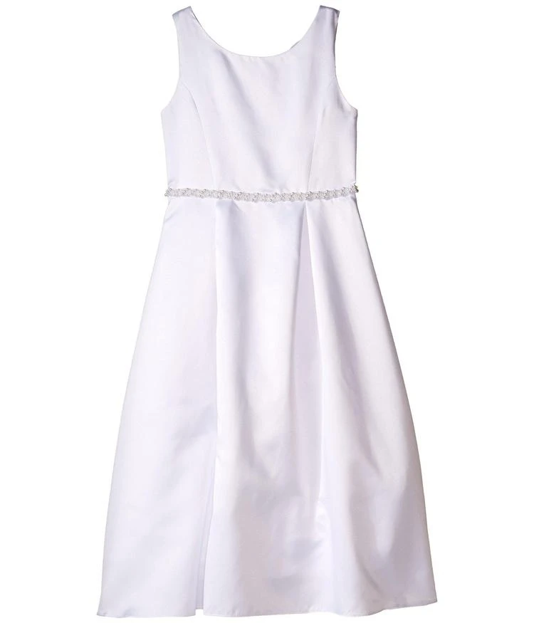 商品Us Angels|Us Angels Organza Sleeveless A-Line Dress w/ Beaded Trim 儿童无袖镶珠白纱裙,价格¥602,第1张图片