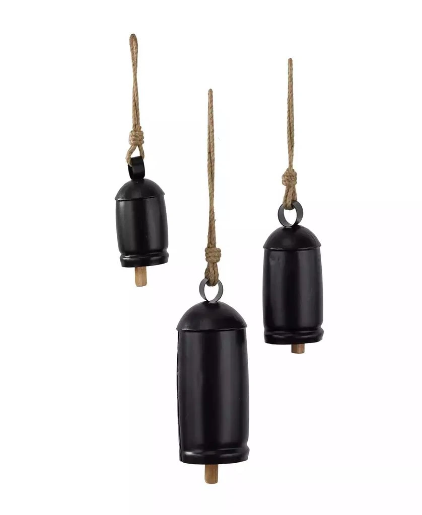 Black Metal Bohemian Decorative Cow Bell with Jute Hanging Rope Set 3 Pieces 商品