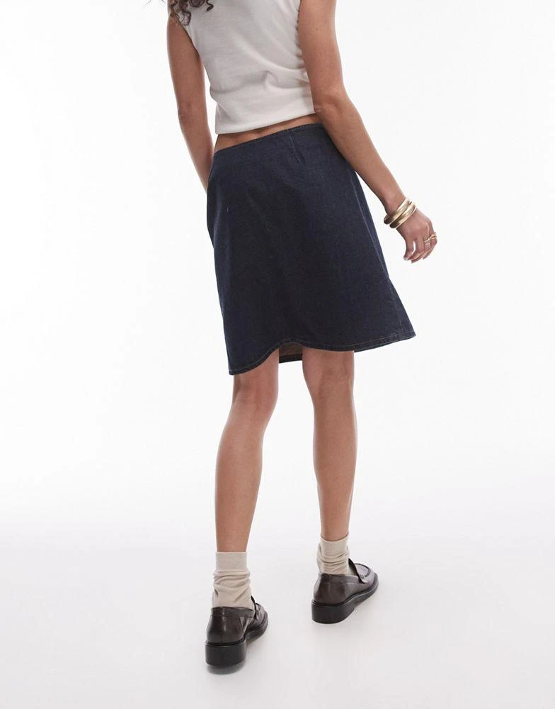 商品Topshop|Topshop denim knee length wrap skirt with buckle in smokey blue,价格¥354,第4张图片详细描述