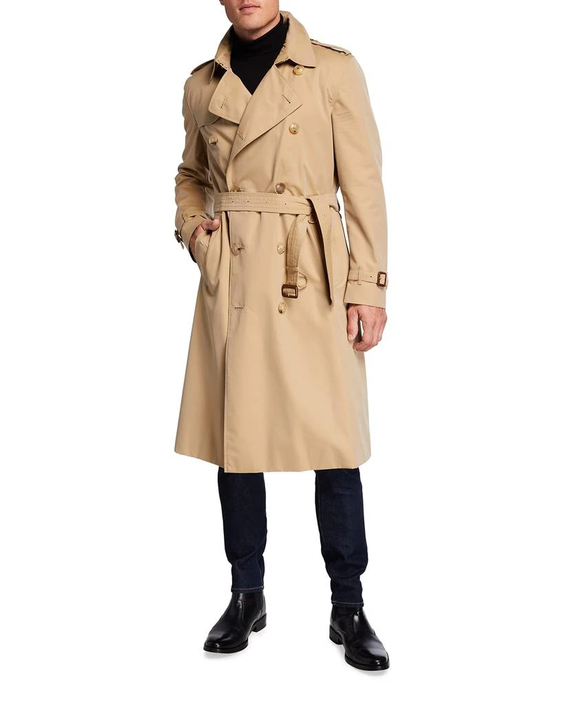 商品Burberry|Men's Kensington Double-Breasted Long Trench Coat,价格¥19220,第2张图片详细描述