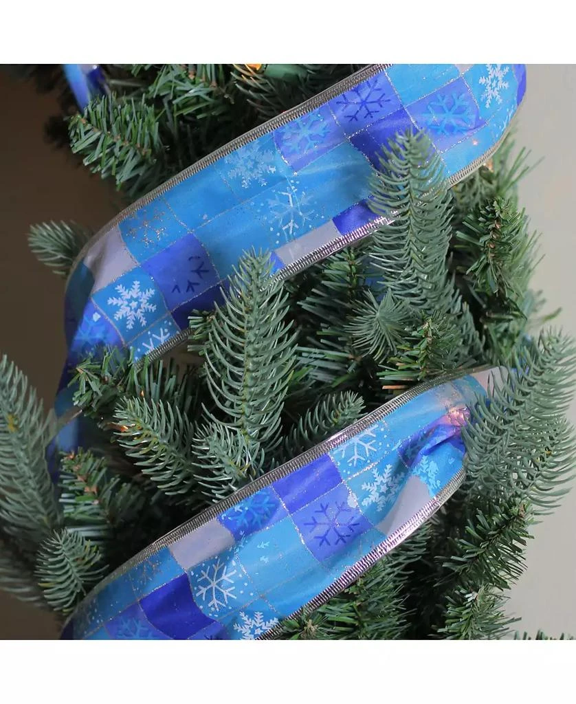 商品Northlight|Squares of Blue Snowflake Wired Christmas Craft Ribbon 2.5" x 10 Yards,价格¥75,第2张图片详细描述