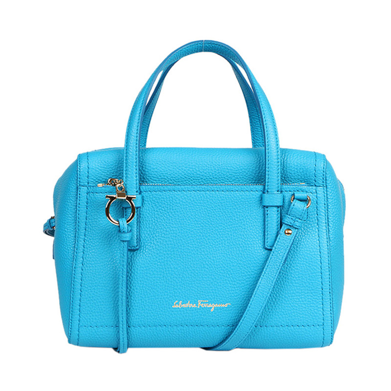 Salvatore Ferragamo 菲拉格慕 女士ADDY系列蓝色牛皮荔枝纹手提单肩斜挎休闲包 21-F565-0656475商品第1张图片规格展示