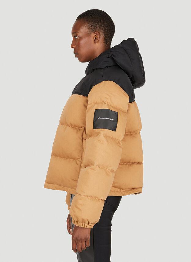 Colour Block Puffer Jacket in Brown商品第3张图片规格展示