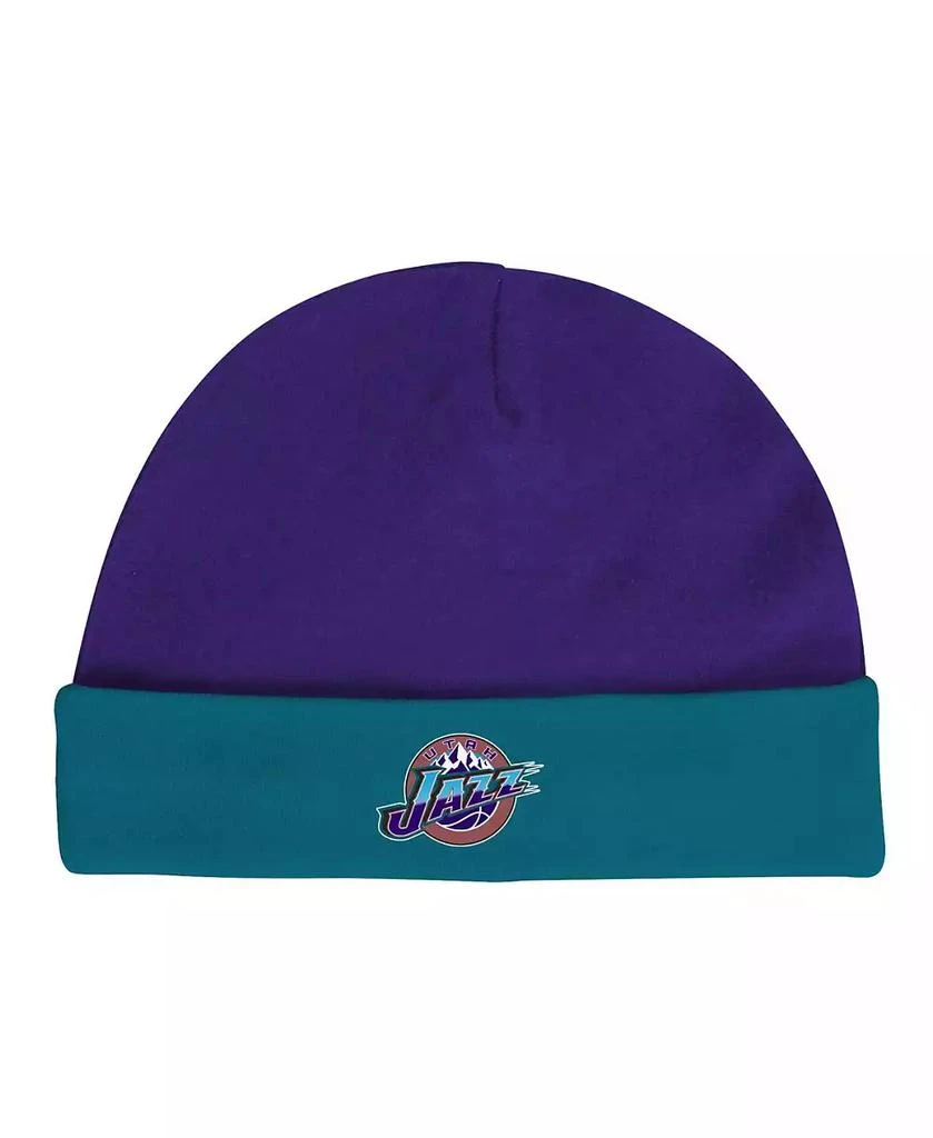 商品Mitchell & Ness|Infant Boys and Girls Purple, Teal Utah Jazz Hardwood Classics Bodysuits and Cuffed Knit Hat Set,价格¥299,第5张图片详细描述