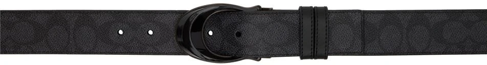 商品Coach|Gray & Burgundy Reversible Signature Buckle Belt,价格¥767,第1张图片