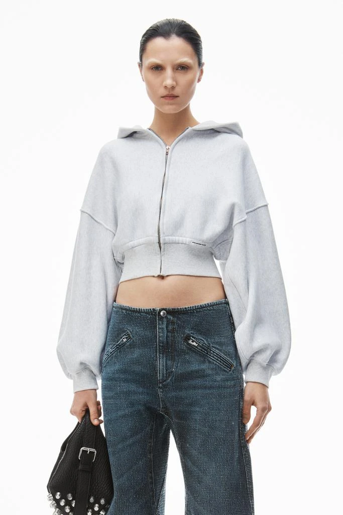 商品Alexander Wang|cropped zip up hoodie in classic cotton terry,价格¥2643,第1张图片