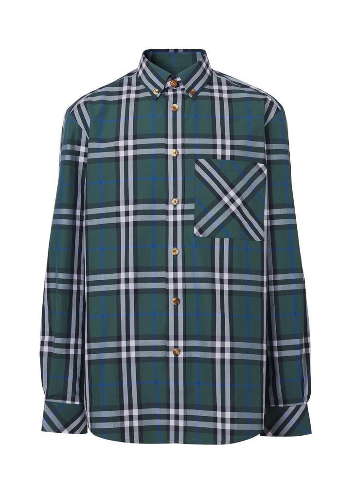 商品Burberry|Check cotton poplin shirt,价格¥3708,第1张图片