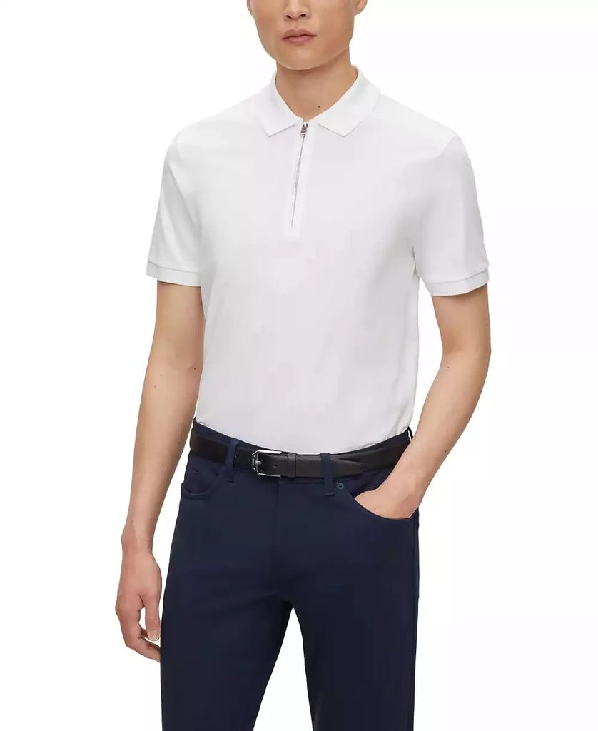 商品Hugo Boss|Men's Zip Placket Slim-Fit Polo Shirt,价格¥763,第1张图片