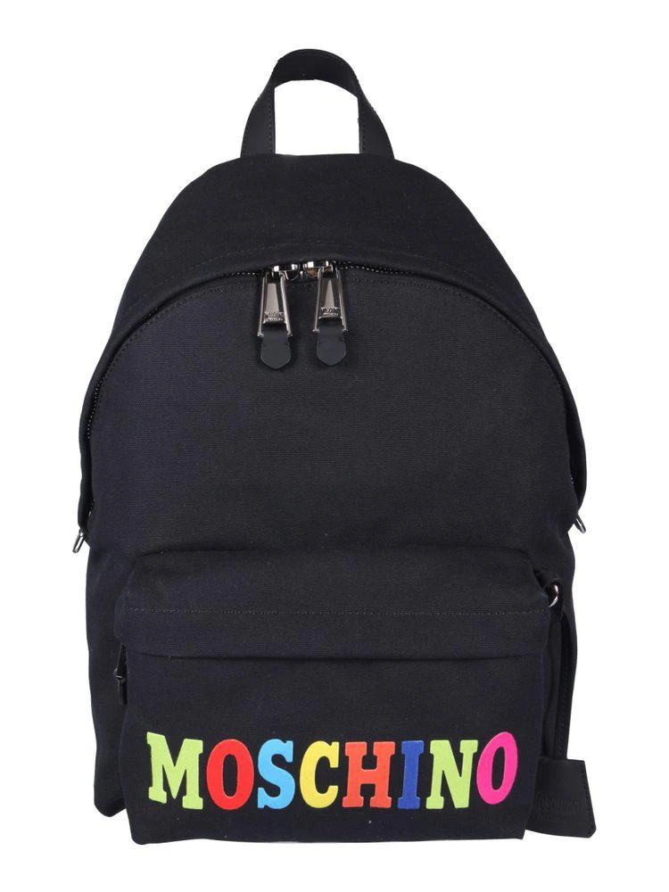商品Moschino|Moschino Logo Flocked Zipped Backpack,价格¥3607,第1张图片