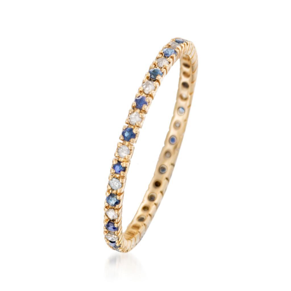 商品Ross-Simons|Ross-Simons Sapphire and . Diamond Eternity Band Ring in 14kt Yellow Gold,价格¥2168,第5张图片详细描述