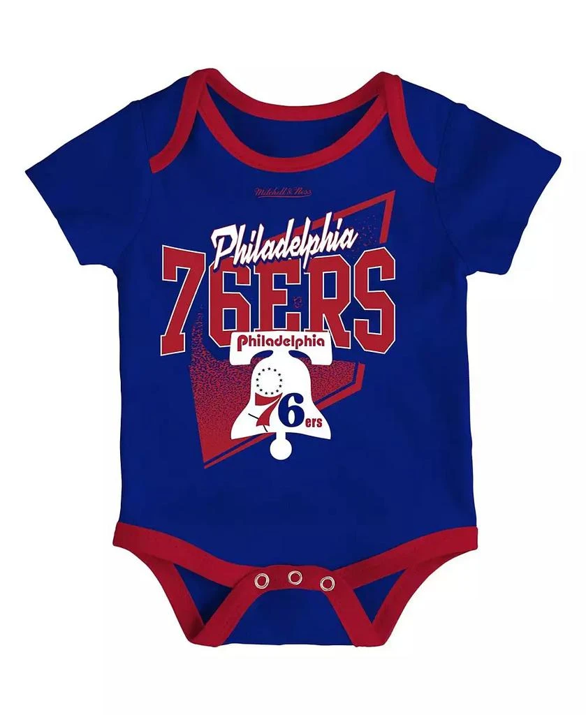 商品Mitchell & Ness|Infant Boys and Girls Royal, Red Philadelphia 76ers Hardwood Classics Bodysuits and Cuffed Knit Hat Set,价格¥306,第2张图片详细描述