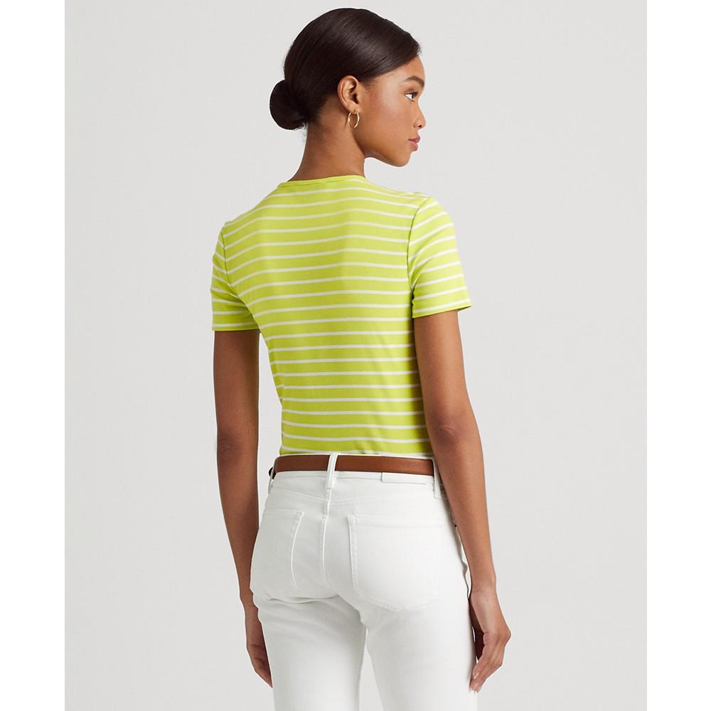 Women's Striped Stretch Cotton T-Shirt商品第2张图片规格展示