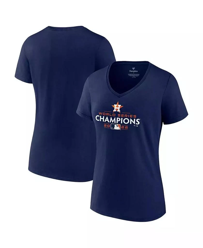 商品Fanatics|Women's Navy Houston Astros 2022 World Series Champions Champions Logo V-Neck T-shirt,价格¥263,第1张图片