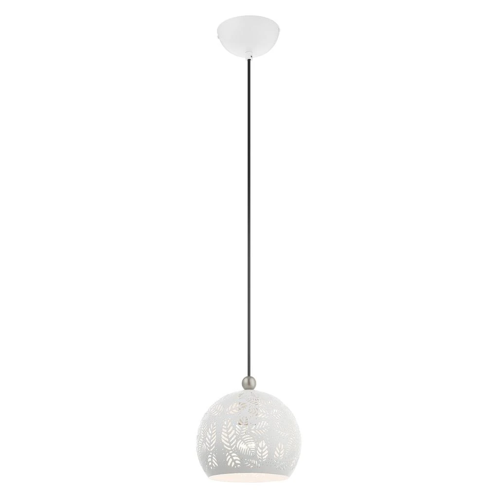 商品Livex Lighting|One Light White with Brushed Nickel Accents Pendant,价格¥1337,第4张图片详细描述