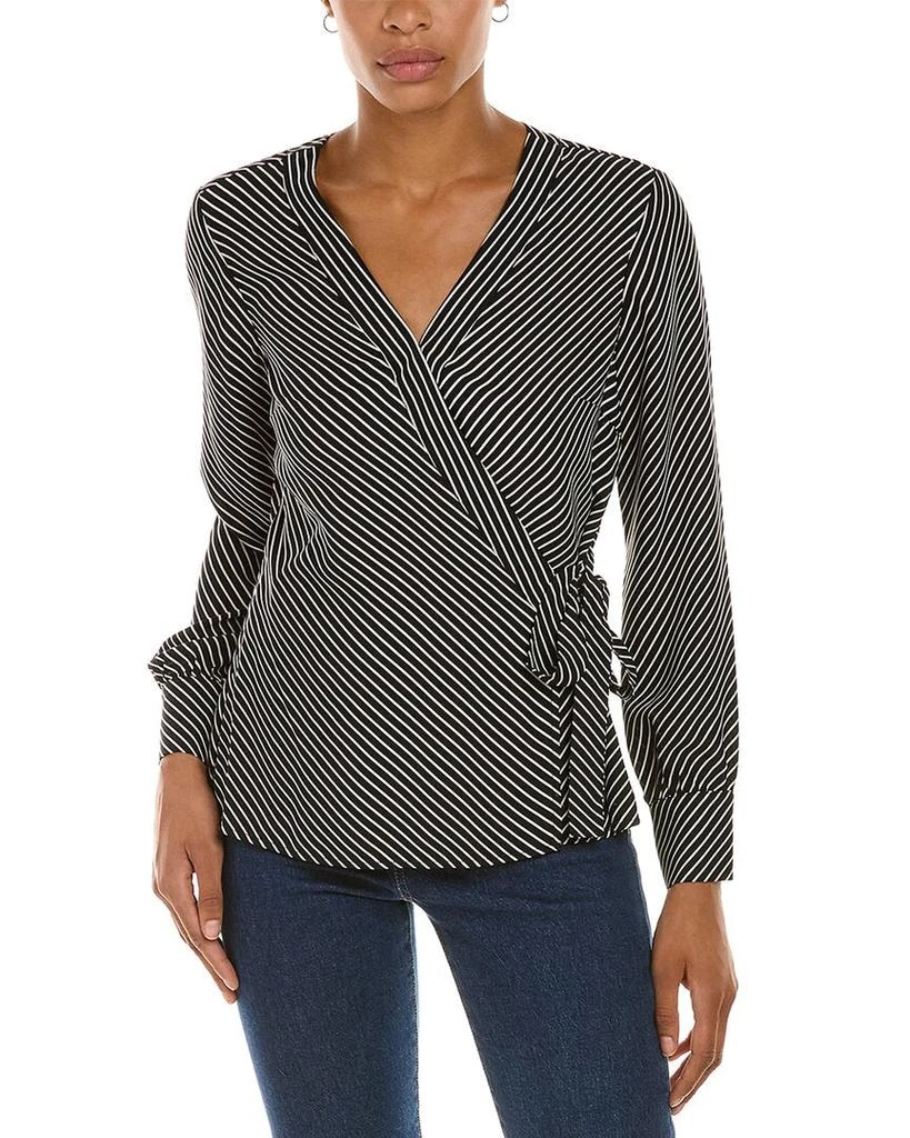 商品Vince Camuto|Vince Camuto Side Tie Diag Stripe Wrap Top,价格¥244,第1张图片