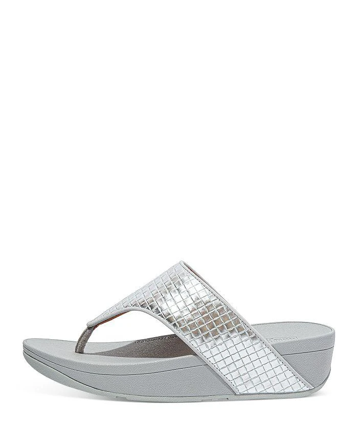 商品FitFlop|Women's Olive Textured Thong Wedge Sandals,价格¥639,第2张图片详细描述
