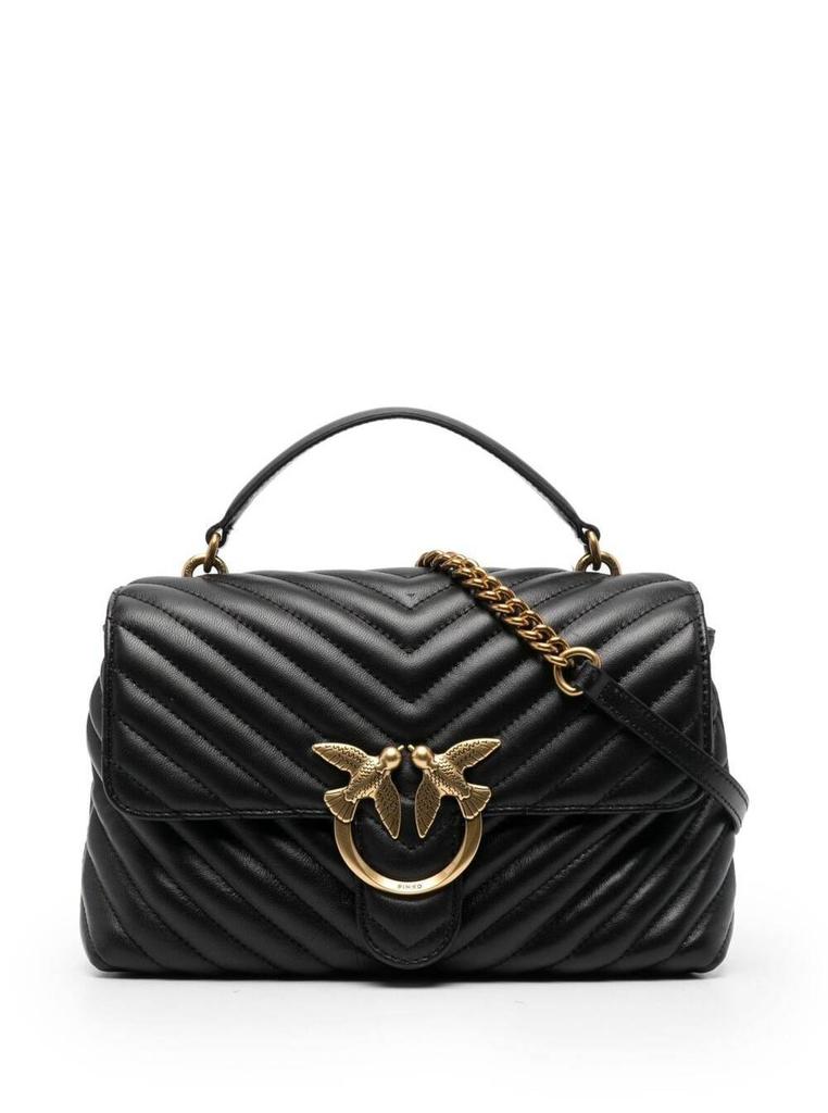 Black Love Lady Crossbody Bag in Chevron Leather PINKO Woman商品第1张图片规格展示