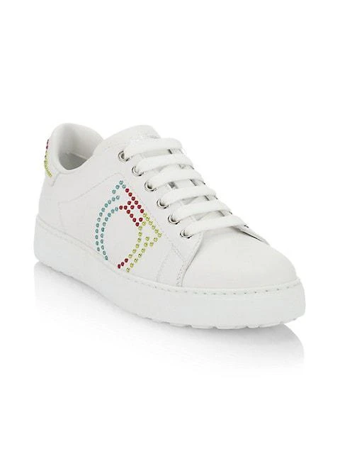 商品Salvatore Ferragamo|Pierre Logo Studded Leather Sneakers,价格¥3120,第2张图片详细描述