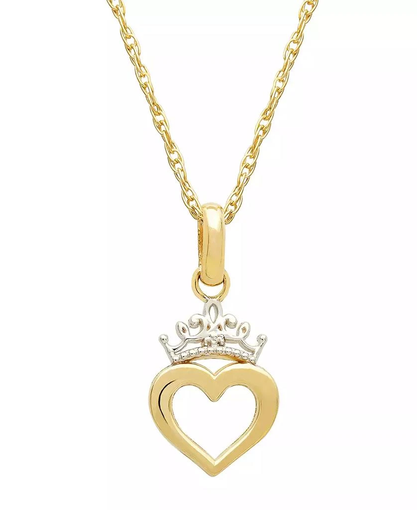 商品Disney|Children's Princess Heart & Tiara 15" Pendant Necklace in 14k Gold,价格¥796,第1张图片