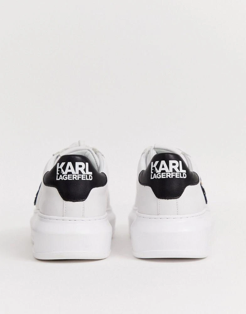 商品Karl Lagerfeld Paris|Karl Lagerfeld Kapri Ikonic white leather platform sole trainers with black trim,价格¥1557,第2张图片详细描述