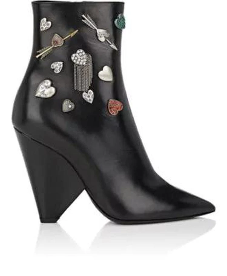 商品Yves Saint Laurent|Niki Embellished Leather Ankle Boots,价格¥6239,第1张图片