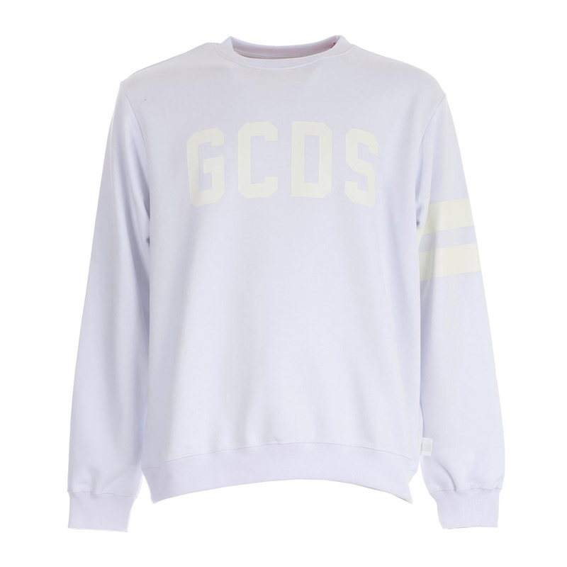 商品GCDS|GCDS 男士白色米色字母logo圆领无帽卫衣 SS18M020043-WHITE,价格¥874,第1张图片