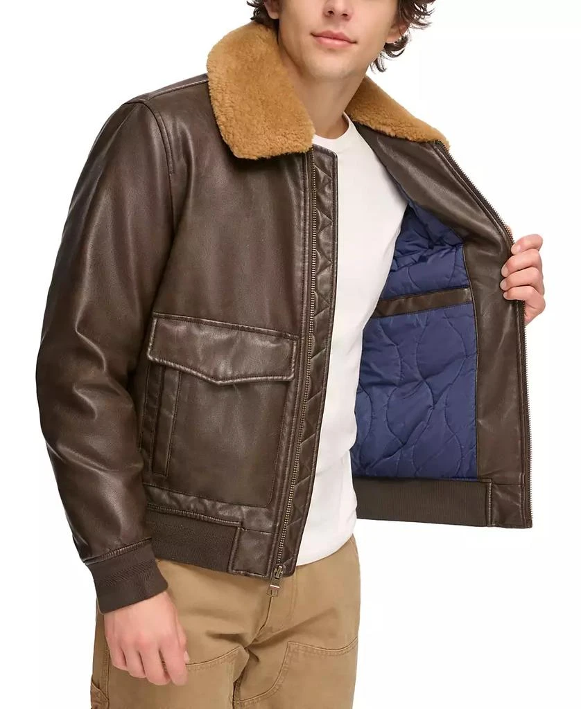 商品Tommy Hilfiger|Men's Faux-Fur-Trim Faux-Leather Bomber Jacket,价格¥658,第4张图片详细描述