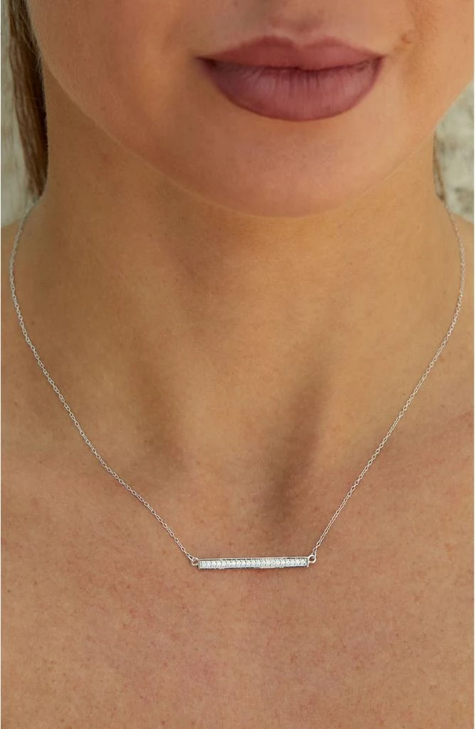 商品Savvy Cie Jewels|Sterling Silver CZ Bar Pendant Necklace,价格¥225,第2张图片详细描述