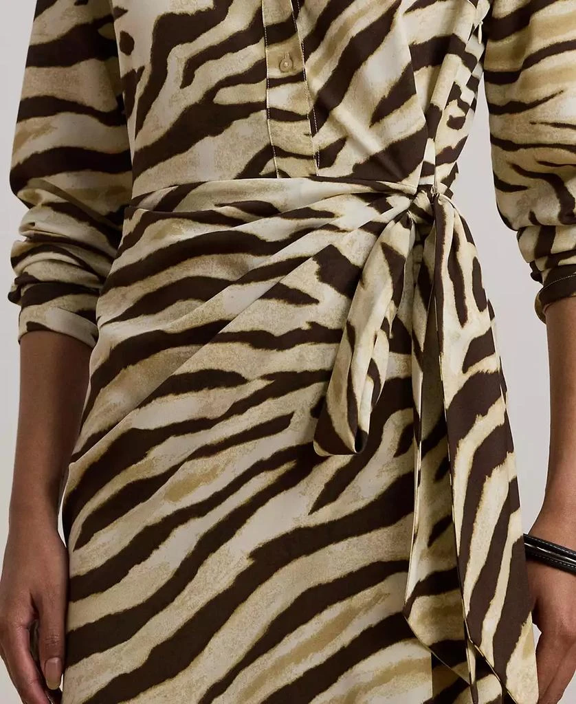 商品Ralph Lauren|Women's Zebra-Print Tie-Front Crepe Shirtdress, 0P-22W,价格¥478,第4张图片详细描述