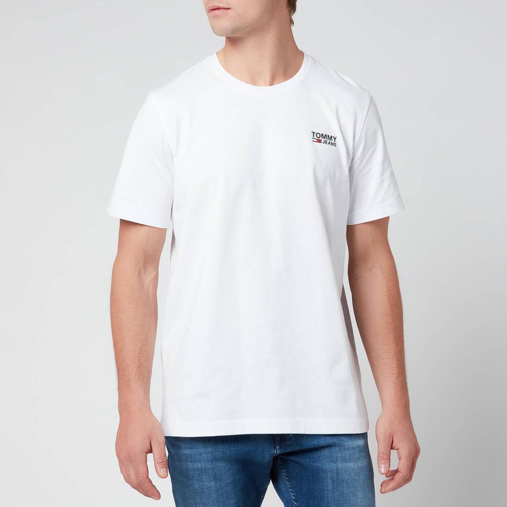 商品Tommy Hilfiger|Tommy Jeans Men's Regular Corporate Logo T-Shirt - White,价格¥183,第1张图片