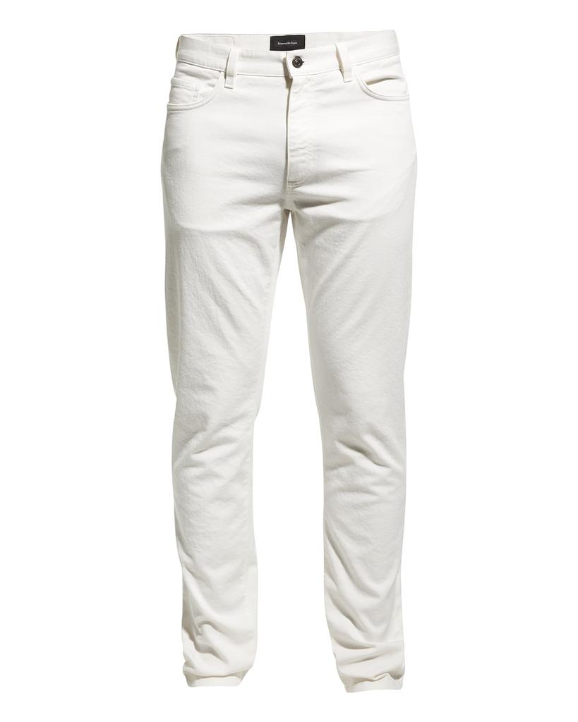 Men's Solid Cotton-Stretch Denim Trousers商品第2张图片规格展示