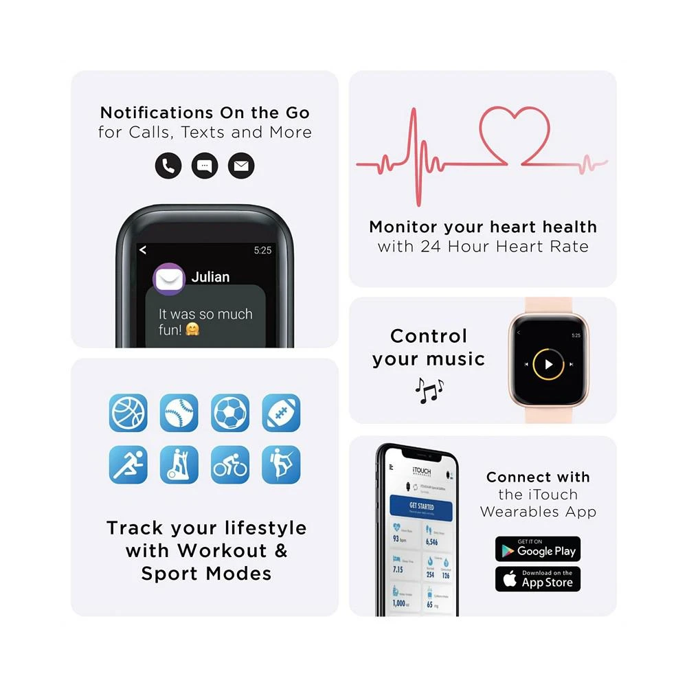 商品iTouch|Air 3 Unisex Heart Rate Rose Gold Mesh Strap Smart Watch,价格¥862,第4张图片详细描述