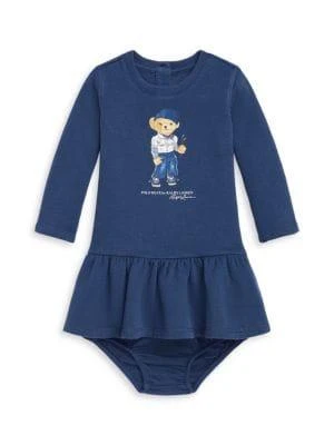 商品Ralph Lauren|Baby Girl's Magic Fleece Polo Bear Dress & Bloomers Set,价格¥222,第1张图片