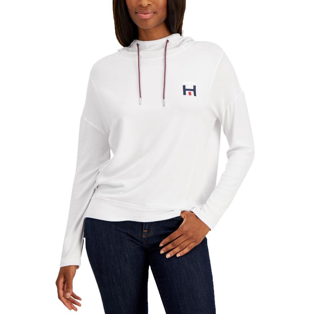 Tommy Hilfiger Womens Dropped-Shoulder Ribbed Trim Hooded Sweatshirt商品第1张图片规格展示