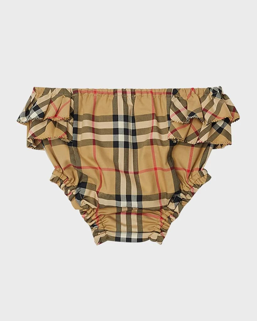 商品Burberry|Kid's Penelope Check Ruffle-Trim Diaper Cover, Size 1M-18M,价格¥405,第2张图片详细描述
