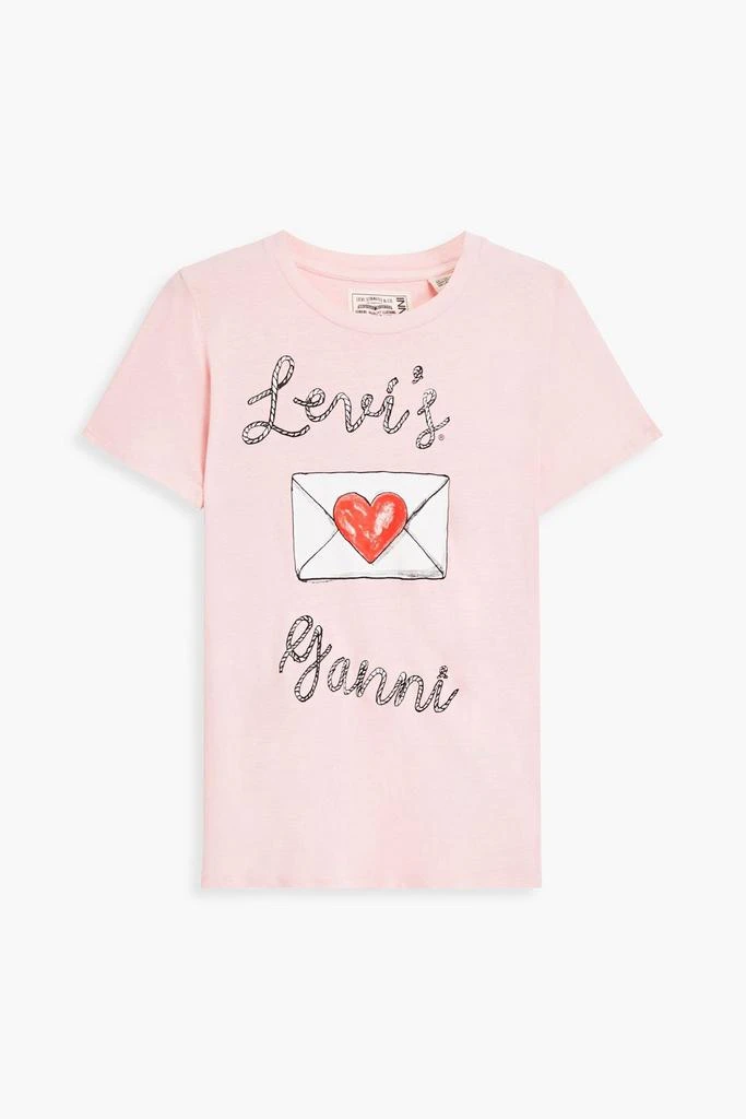 商品Ganni|Printed slub jersey T-shirt,价格¥391,第1张图片